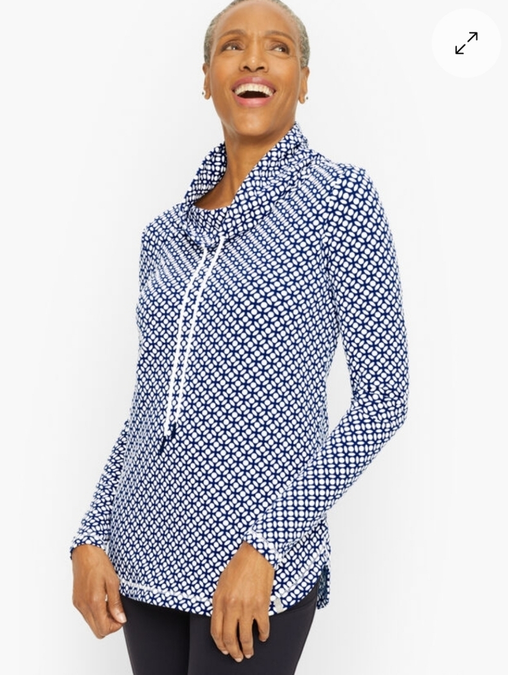 Talbots Leafy Dot Cozy Crush Pullover, Blue & White, 3XP
